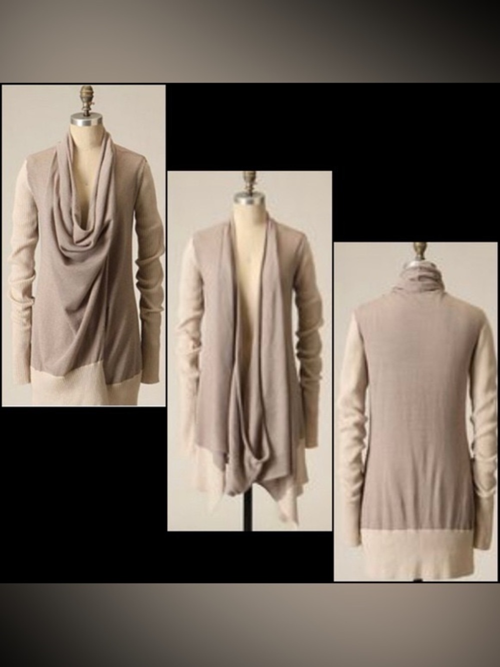 Neutral Open-Front Draped Women's Sweater Cardigan